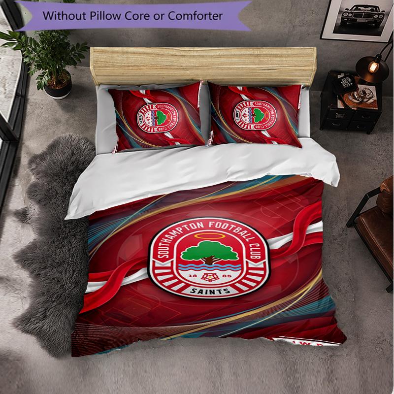 Southampton Football 3 Piece Bedding Set Soft Duvet Cover Set with Pillowcases Printed Bedroom Decor Set for Home