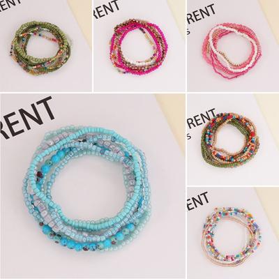 Pulsera de Cuentas de Piedra Estilo Boho Pulsera Elástica Bohemia de Cuentas Pulsera de Cadena Multicapa para Mujer