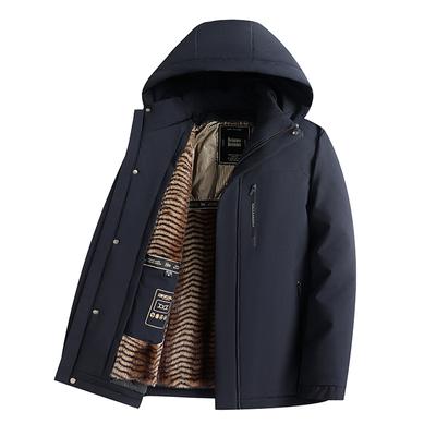 Modelos de Outono e Inverno, Um Vestido e Três Usos, Jaqueta Casual Quente com Capuz e Forro Removível para Homens de Meia-Idade