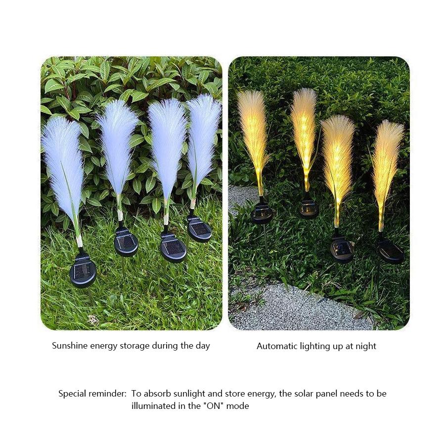 LED Solar Simulation Reed Fiber Optic Lamp, Outdoor Waterproof Lawn and Courtyard Decoration Lamp