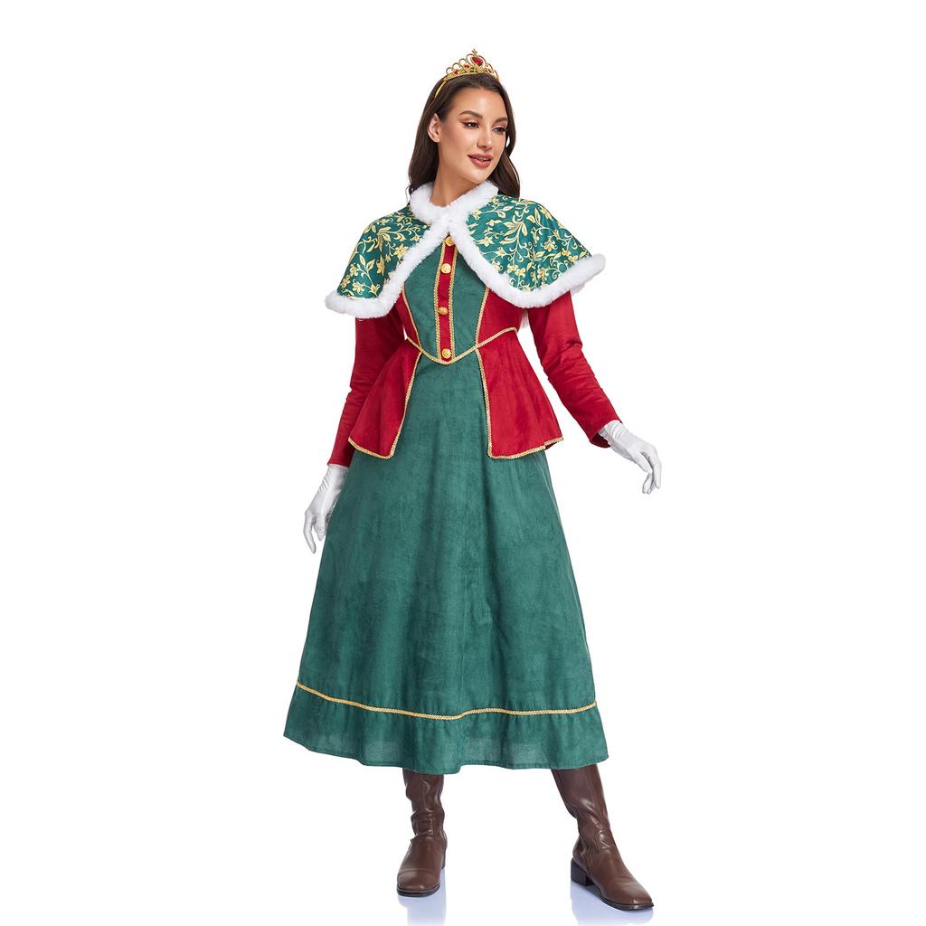 Halloween costume retro court style queen dress long dress performance costume medieval art European farm style