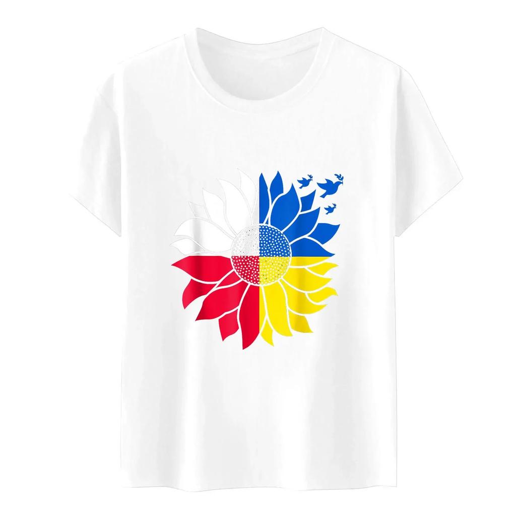 Ukraine Flag Printed Fashion Womens Tshirts Short Sleeve Funny Tops Tees Graphic Unisex T Shirts Women Men Clothing