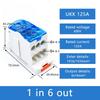 UKK125A Din Rail Terminal Block One In Six Out Power Distribution Block Universal Electric Wire Connector Junction Box 1 Piece