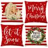 Linen Christmas Pillow Cover Red Stripe Series Decorative Pillow Sofa Cushion Cover New Home