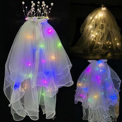 Light Up Wedding Veil Led Bridal Veil Bride Wedding Veil Bridal Veil Crowns Wedding Tiara Veil Light Up Veil Bride