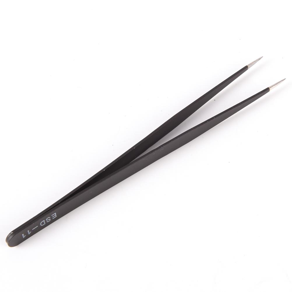 Kit 6 Professional Safety Anti-Static Tweezers Premium Silver Anatomy