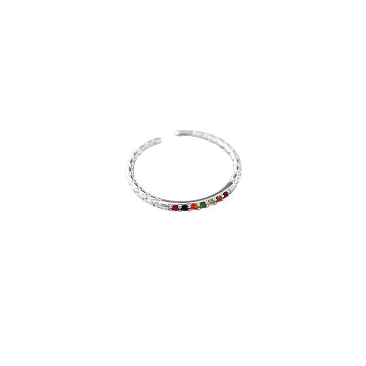 Women's Rainbow Zirconia Adjustable Geometric Stackable Ring