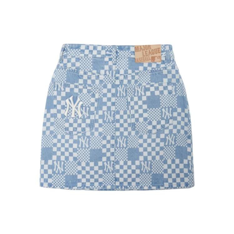 New MLB New York Yankees Denim Short Skirts Women's Light Blue 3FDSM0223-50BLL
