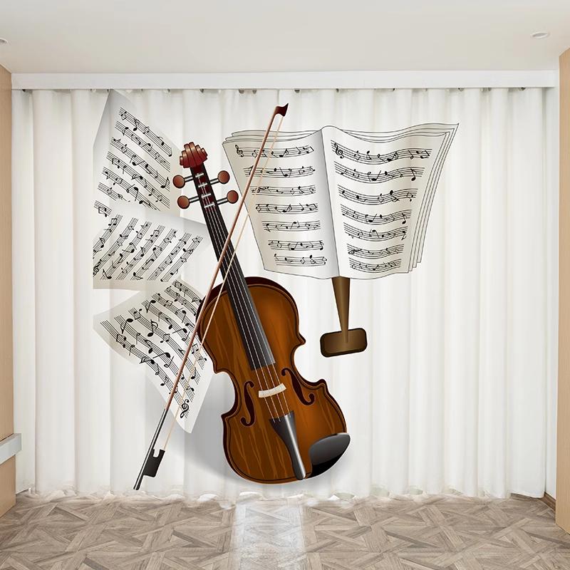 Özel Perde Piyano Davul Keman Gitar Müzik Notalı Perde Müzik Stüdyosu Çocuk Odası Pencere Perdesi