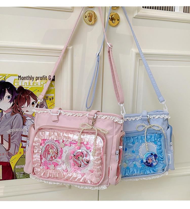 Süße Schleife Transparente Crossbody-Tasche - Große Kapazität JK Süßes Mädchen Abzeichen Tasche