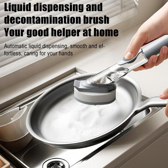 Čisticí kartáč s ergonomickou protiskluzovou rukojetí, silné štětiny, čistič hrnců, účinné odstraňování skvrn, víceúčelový kuchyňský kartáč