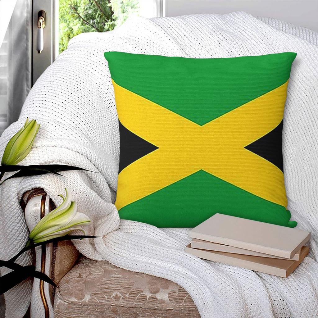 Flag Of Jamaica Jamaican Flag Square Pillowcase Pillow Cover Polyester Cushion Decor Comfort Throw Pillow for Home Bedroom