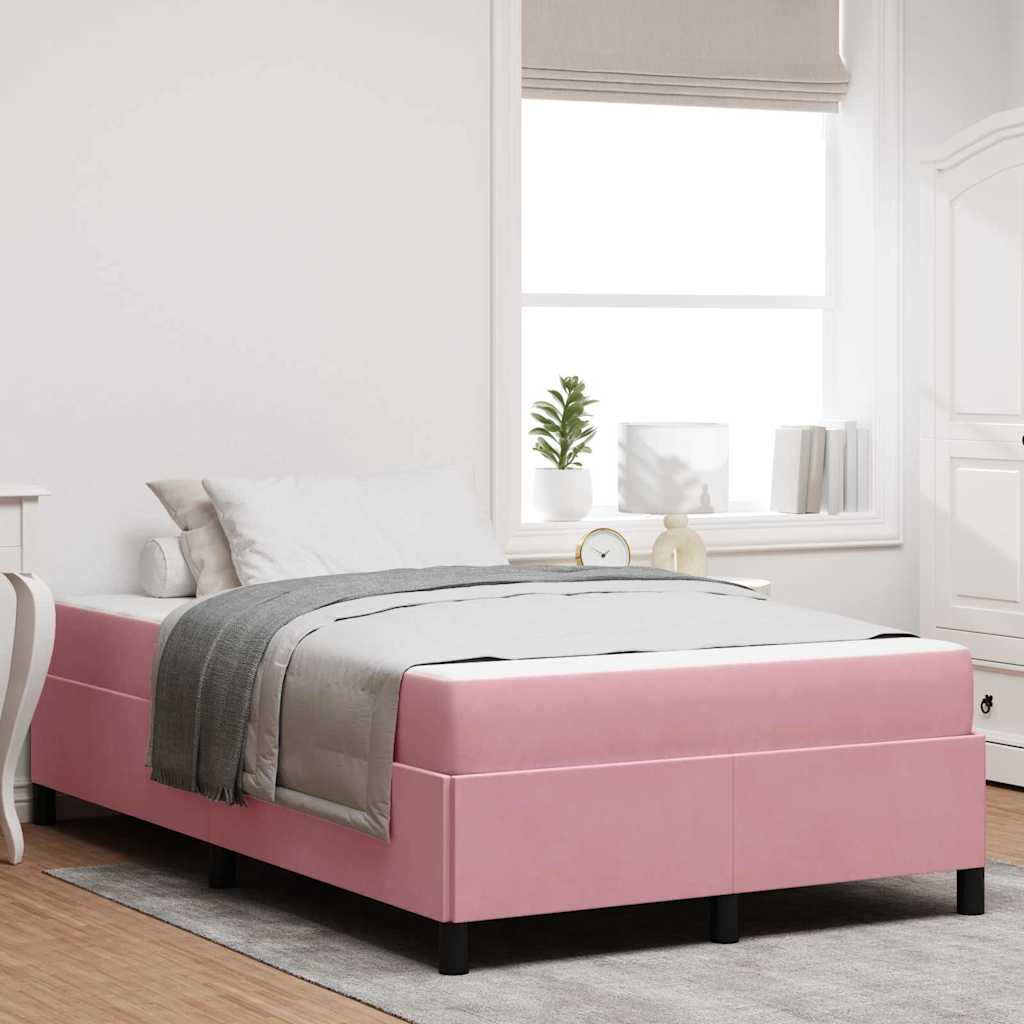 Bed Frame with Mattress Pink 120 x 190 cm Fabric