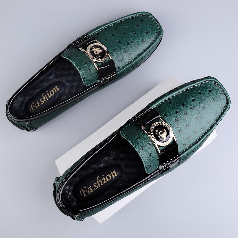 Fashion Genuine Leather Men's Loafers Summer Luxury Brand Male Casual Shoes Soft Moccasins Breathable Slip On Flats Stylish Boat Shoes