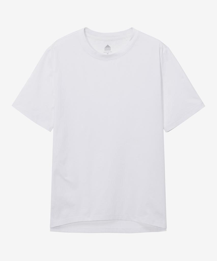 BASIC HOUSE Women'S Cool Sorona Semi-Overfit Round Neck Short Sleeve T-Shirt White Lzts3202