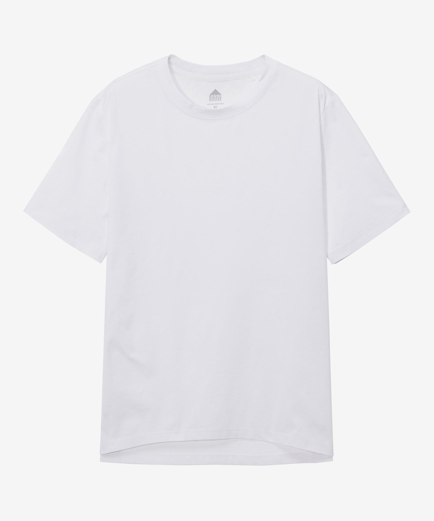 Basic House Women S Cool Sorona Semi-Overfit Round Neck Short Sleeve T-Shirt White Lzts3202 Bl/085