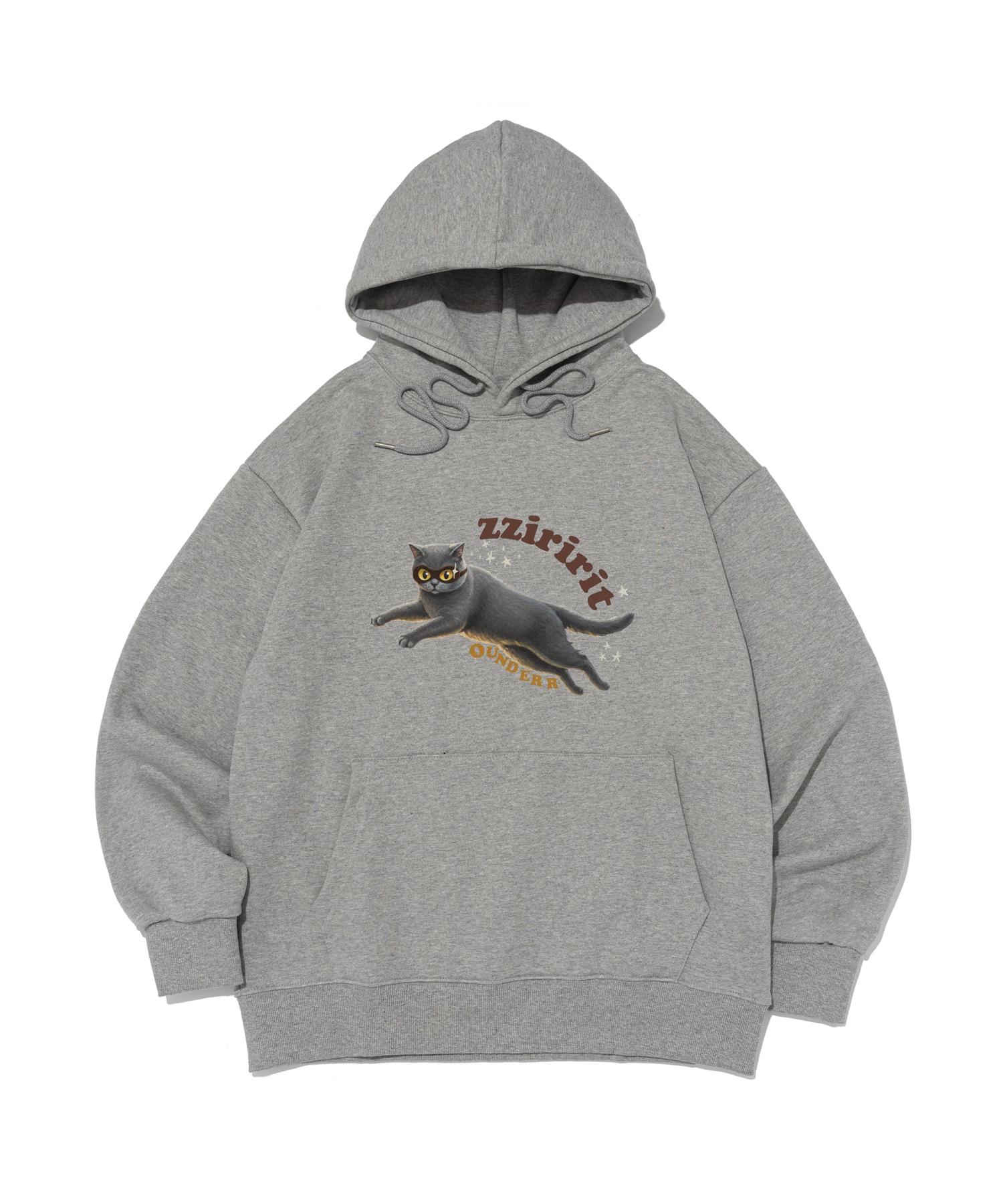 O Under R Flying Zzzit Cats Oversized Hoodie (Gray) M (Fleece)