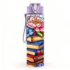 1PC Colorful Book Stack Rose Flower Art 750ml Color Plastic Sports Water Bottle Leakproof Flip Straw Lid Suitable for Sports Office Home Use