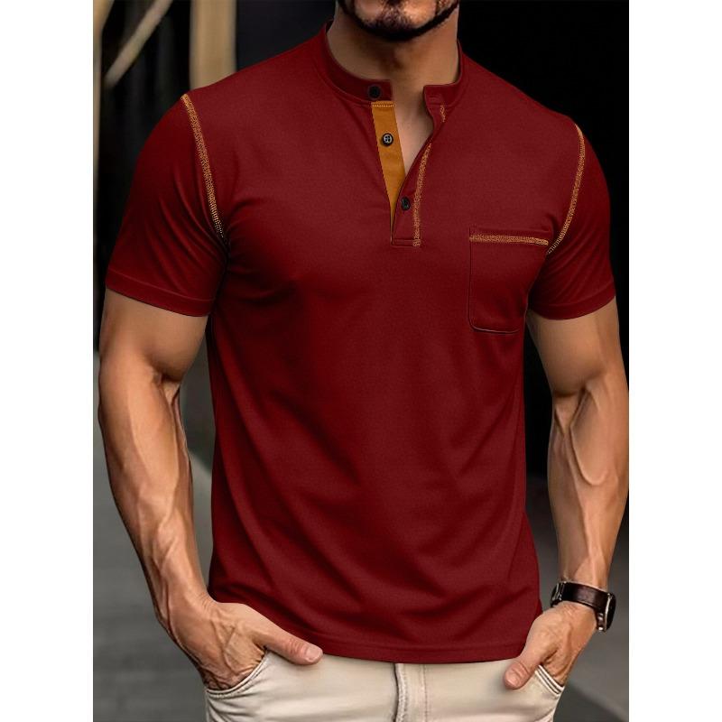 Men's Quick-Dry Short-Sleeved Henley Polo: Breathable Summer Casual T-Shirt in Plus Sizes