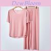 Sommer-Eis-Seiden-Pyjama-Set Für Damen Mit Kurzarm Und Weiter Beinhose Ideal Für Die Entspannung Zu Hause