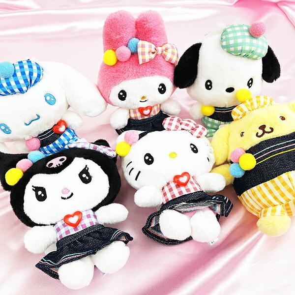Sanrio Cinnamoroll Gingham Denim Mascot Plush Toy Cinnamon