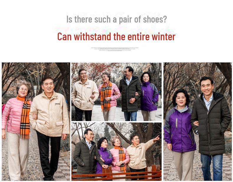 2024 Outdoor Waterproof Leather High-Top Walking Shoes for Winter - Warm Cotton Elderly Footwear