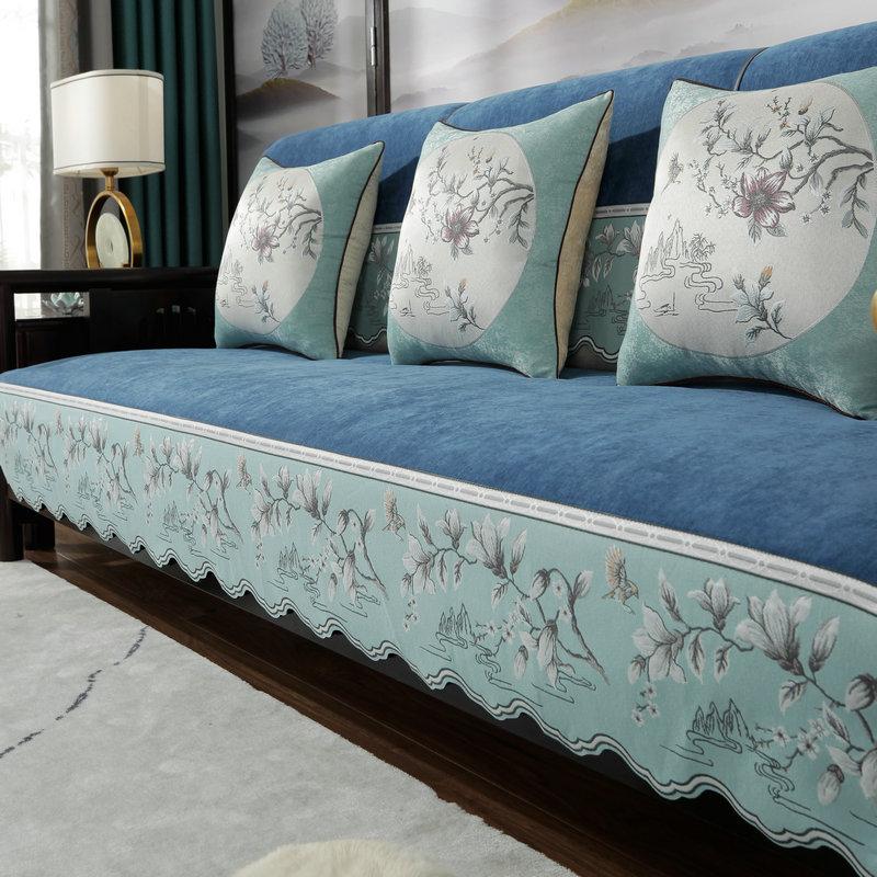 Chenille Chinese Style Sofa Cover Jacquard Fabric Edge Sofa Cushion Living Room Decor Four Seasons Universal Anti-slip Slipcover