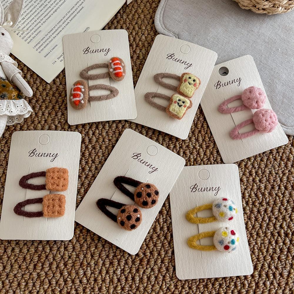 Wool Felt Cartoon Bread Slices Biscuits BB Clip Cute Bangs Side Clip Hairpin Funny Hair Clip Children's Hair Accessories