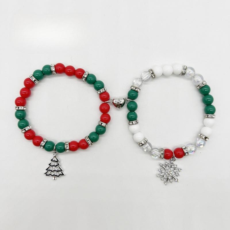 

Браслет дружбы с пауком, магнитный браслет для пары, браслет на расстояние, сердце, энергетический камень, бусины, металлические аниме C-2Pcs/set