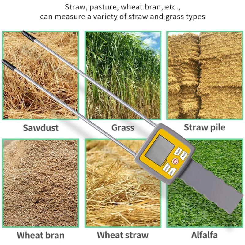 Handheld Agricultural Moisture Tester Features LCD Screen Digital Moisture Analyzers Easy To Use for Hays Straw Pasture