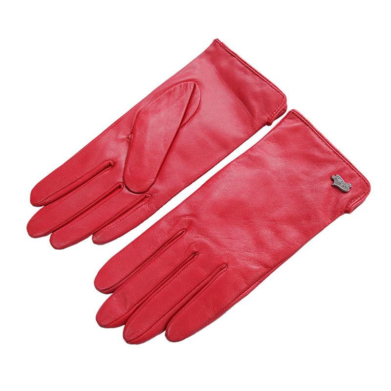 

Mary Simple and stylish basic warm genuine leather sheepskin gloves, available in multiple colors XS красный