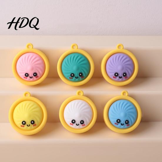 Calming Tactile Keychain Stress Relief Keychain with Steamed Bun Pendant Fidget Clicker Commute Feedback