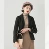 Bailuyu Women's Wool Blend Retro Lapel Suit Jacket