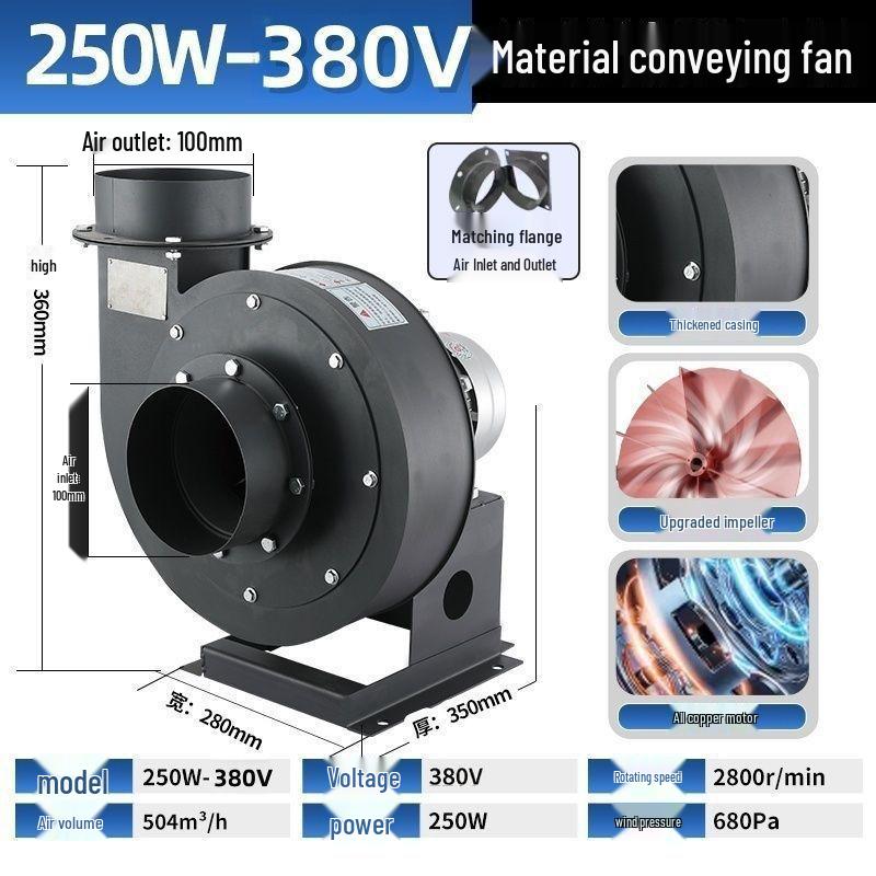 Silent High-Temperature Dust Extraction Fan for Woodworking and Construction