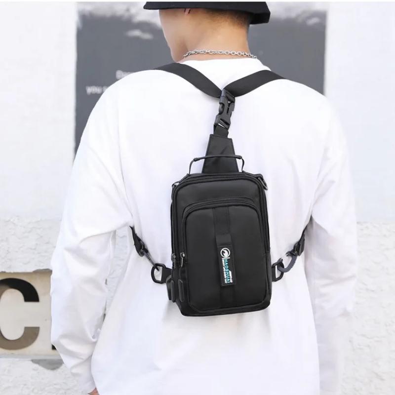 Men Luxury Nylon Large Capacity Chest Bag Outdoor Hiking Travel Crossbody Bag High Quality Waterproof Shoulder Bag