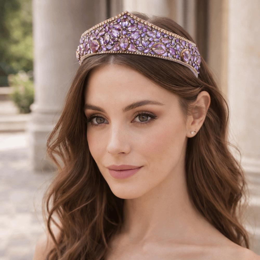 Bonbonfarbe Damen Haarreif Glänzendes Barock-Kopfschmuck Bling Bling Strass-Haarreif Hochzeit