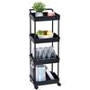 4-Tier Rolling Utility Cart, Kitchen Cart with Lockable Wheels, Multi-Functional Storage Trolley with Handle for Office, Living Room, Kitchen, Movable