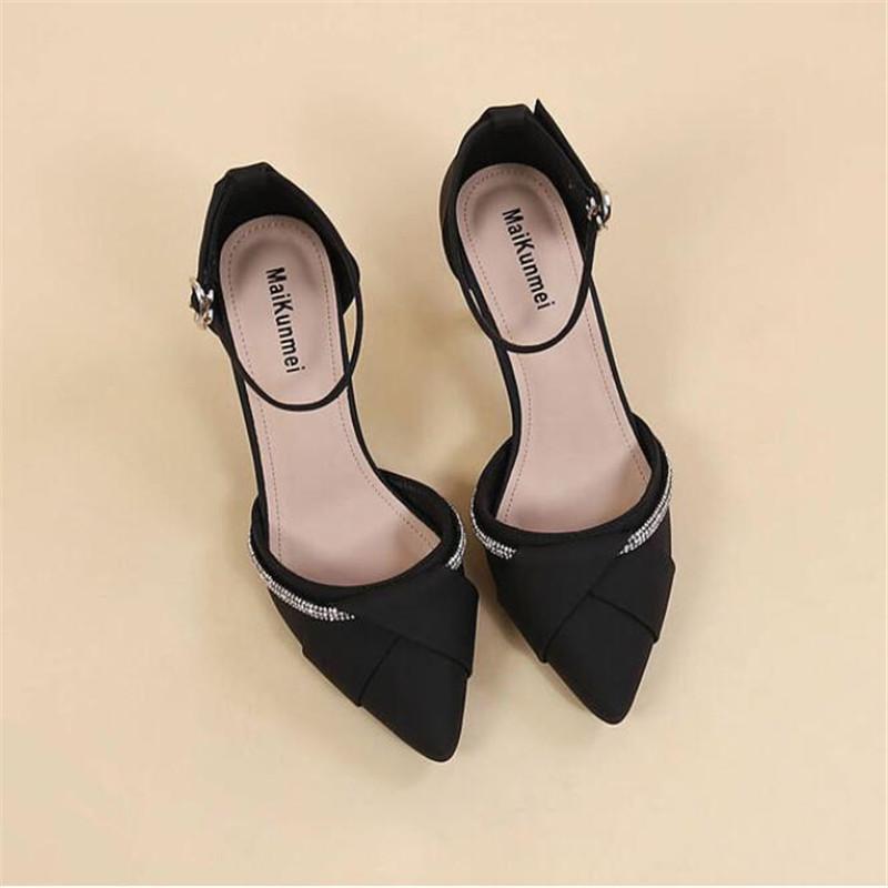 Newest Style High Heels Sexy Pumps Women Shoes 7cm Rhinestone Wedding Shoes for Women Bride Shallow Pointed Single Shoes