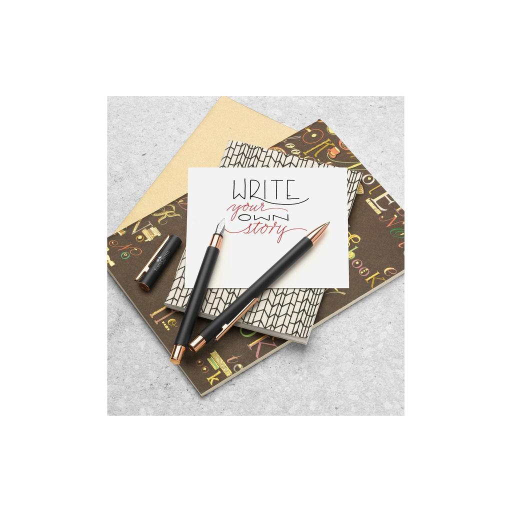 Neo Slim Ballpoint Black Rose Officially Imported FABER-CASTELL Pen, Oil-Based, & Gold, 343320,