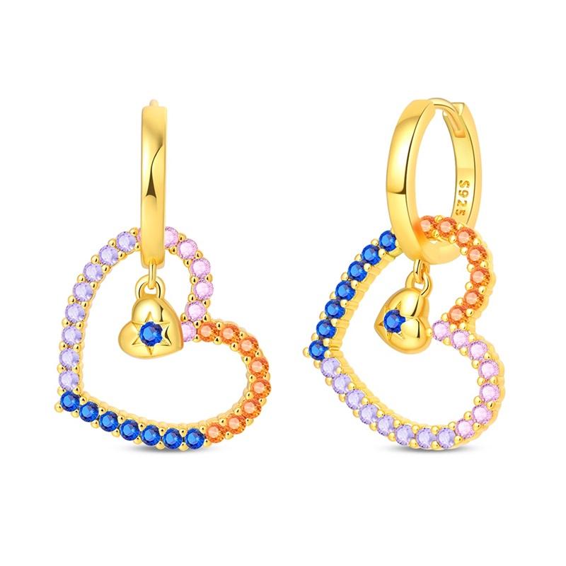 Gold Serie Hoop Earrings 925 Silver Sparkling Irregular Shape Feather Star Earrings Stud for Woman Girl Jewelry Gift