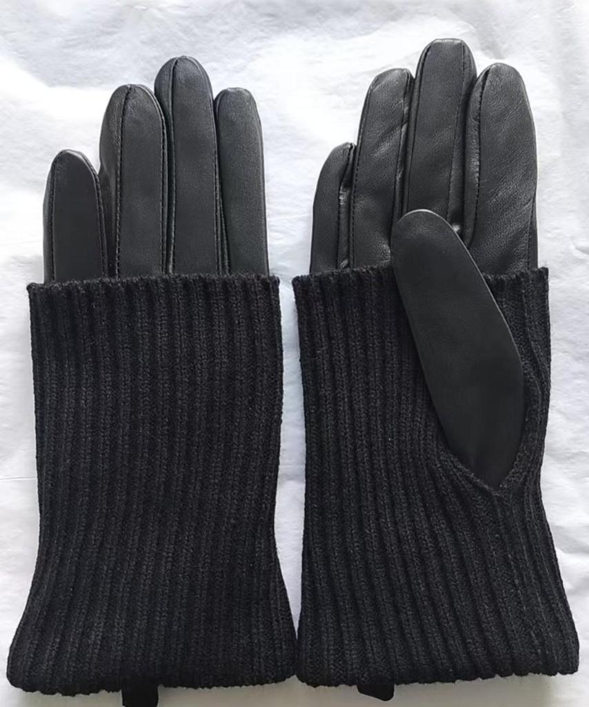 Unisex Patchwork Sheepskin Leather Gloves for Outdoor Cycling and Motorcycle Use