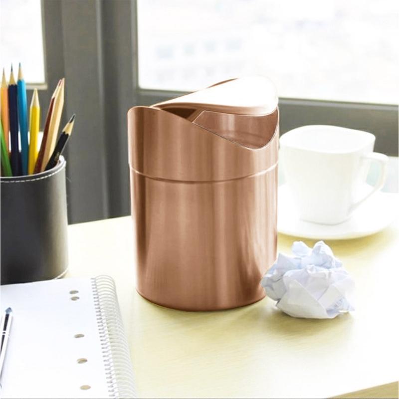 Elegant Mini Trash Can with Swing Lid 1.50L Capacity Perfect for Small Space and Personal Use