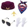 Pilot Cosplay Outfit Kit Kapitänsmütze Erwachsene Rollenspielausrüstung Eleganter Stewardess-Look für Festivalanlass