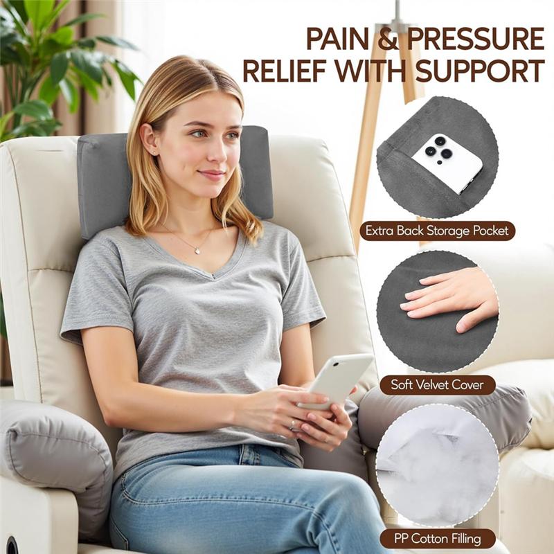 AS60 Nackenkissen für Liegestuhl, Verstellbares Liegestuhlkissen für Kopfstütze, Weiches, rutschfestes Samtkissen für Kopfstütze