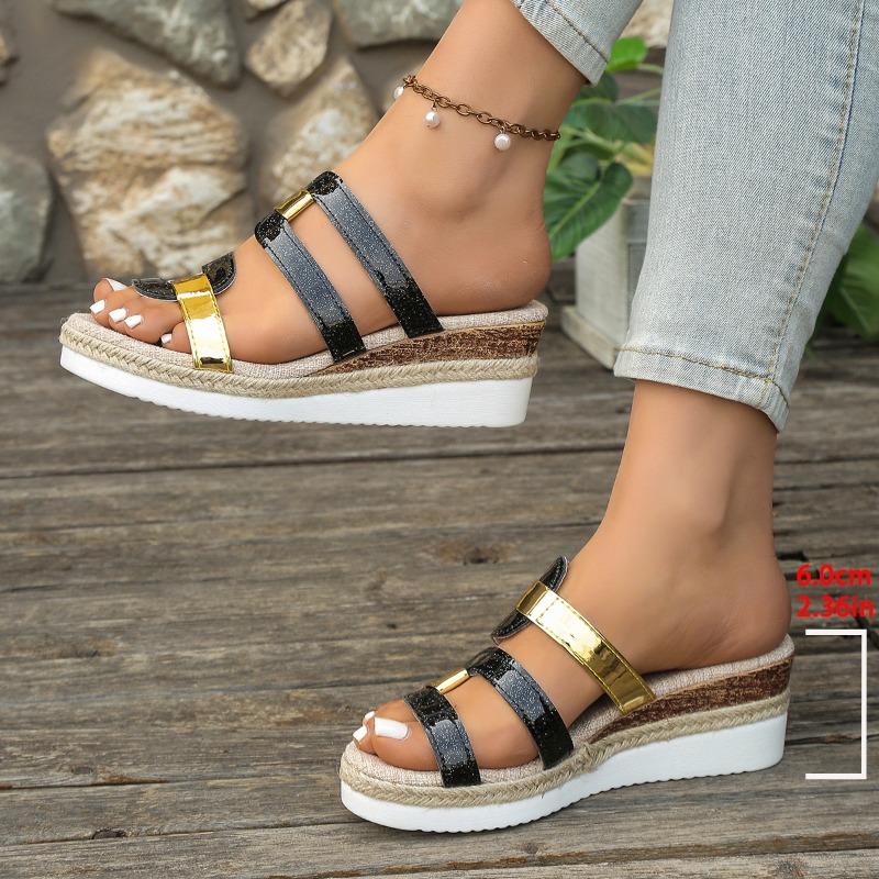 New Large-size Women's Cool Slippers Summer Versatile Wedge Heels Women's Platform Loose Shoes