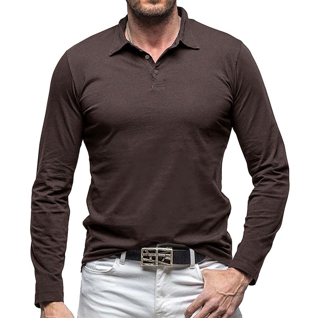 Men's T-shirt Solid Color Long Sleeved Cotton Base Top T-shirt Sweatshirt
