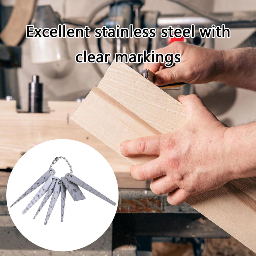 7Piece Stainless Steel Tapered Ruler Set Pocket Sized Gaps Gauge for Engineering Precise Measurement and DIYer Projects