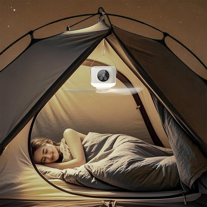 USB Hanging Fan Lamp For Outdoor Camping Car And Dormitories 4 Speed Setting And Timer Option Multiple Function
