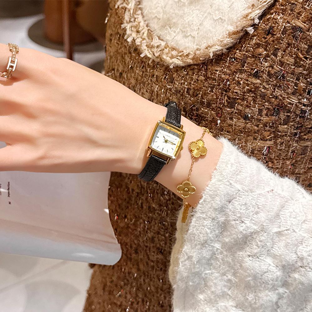 GEDI Quartz Vintage Woman Watches Square Watch Elegant Luxury Fashion Leather Strap Wristwatch Gifts Women
