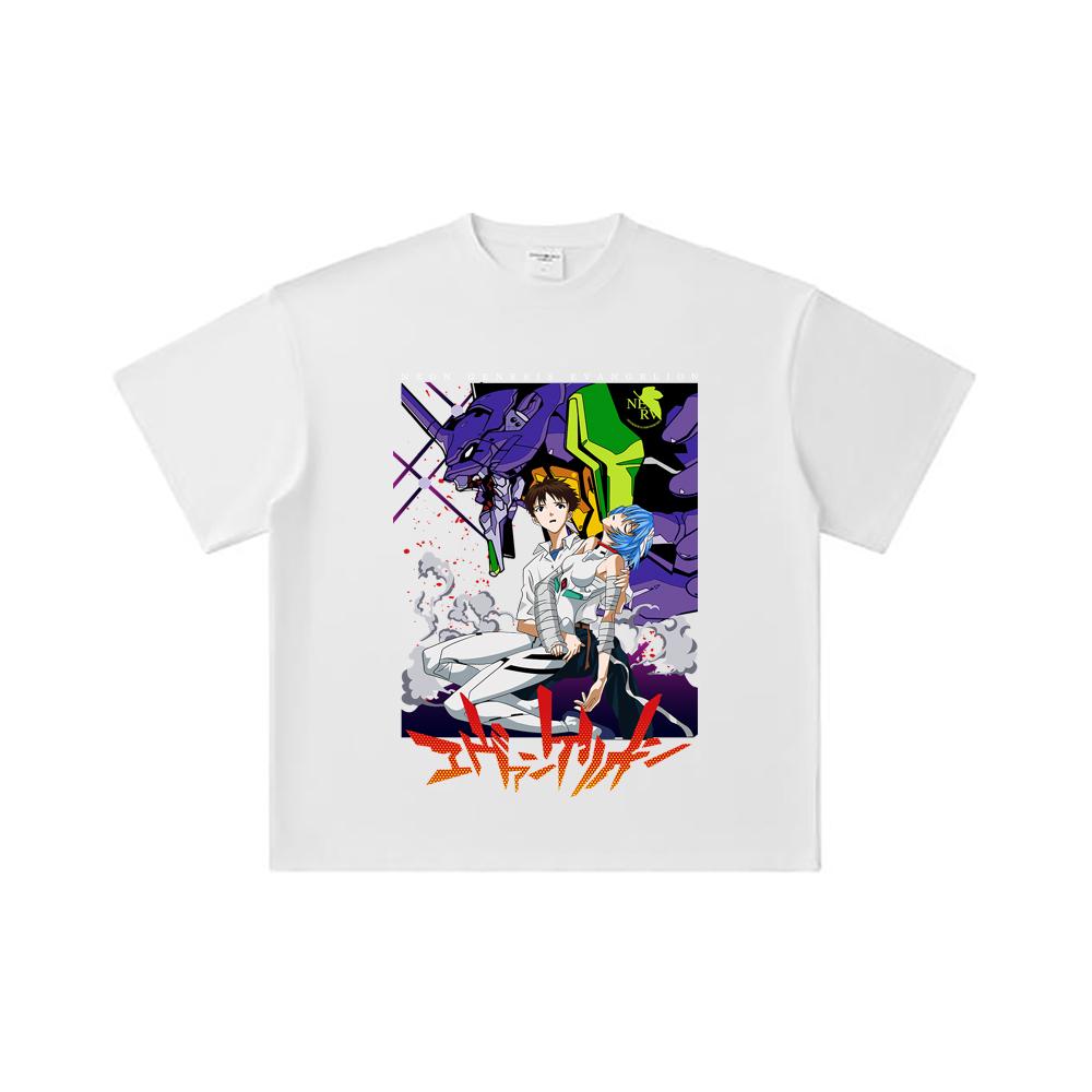 260 GSM Double Yarn 32 Count 100% Cotton Evangelion V1 Print Unisex Heavy Cotton T Shirt